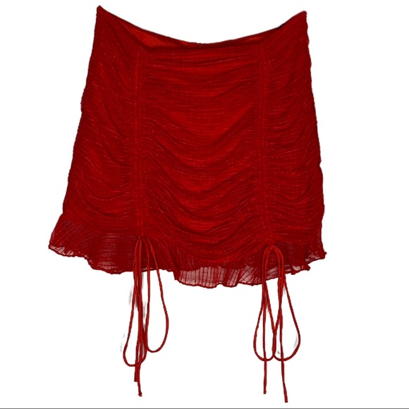 4si3nna Ruched Red Mini Skirt Size Small - Picture 4 of 12